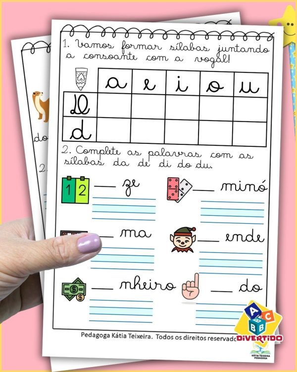 63 Atividades de Alfabetização Silabas Simples Letra Cursiva - Imagem 5