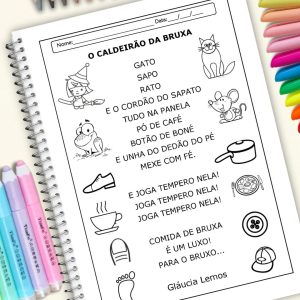 Caderno de Alfabetização Caldeirão da Bruxa 62 páginas