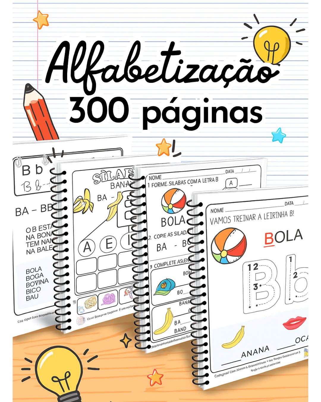 Pacote 300p. de Atividades de Alfabetização em PDF