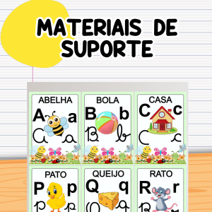 Materiais de suporte: alfabetos, números, recursos para o professor