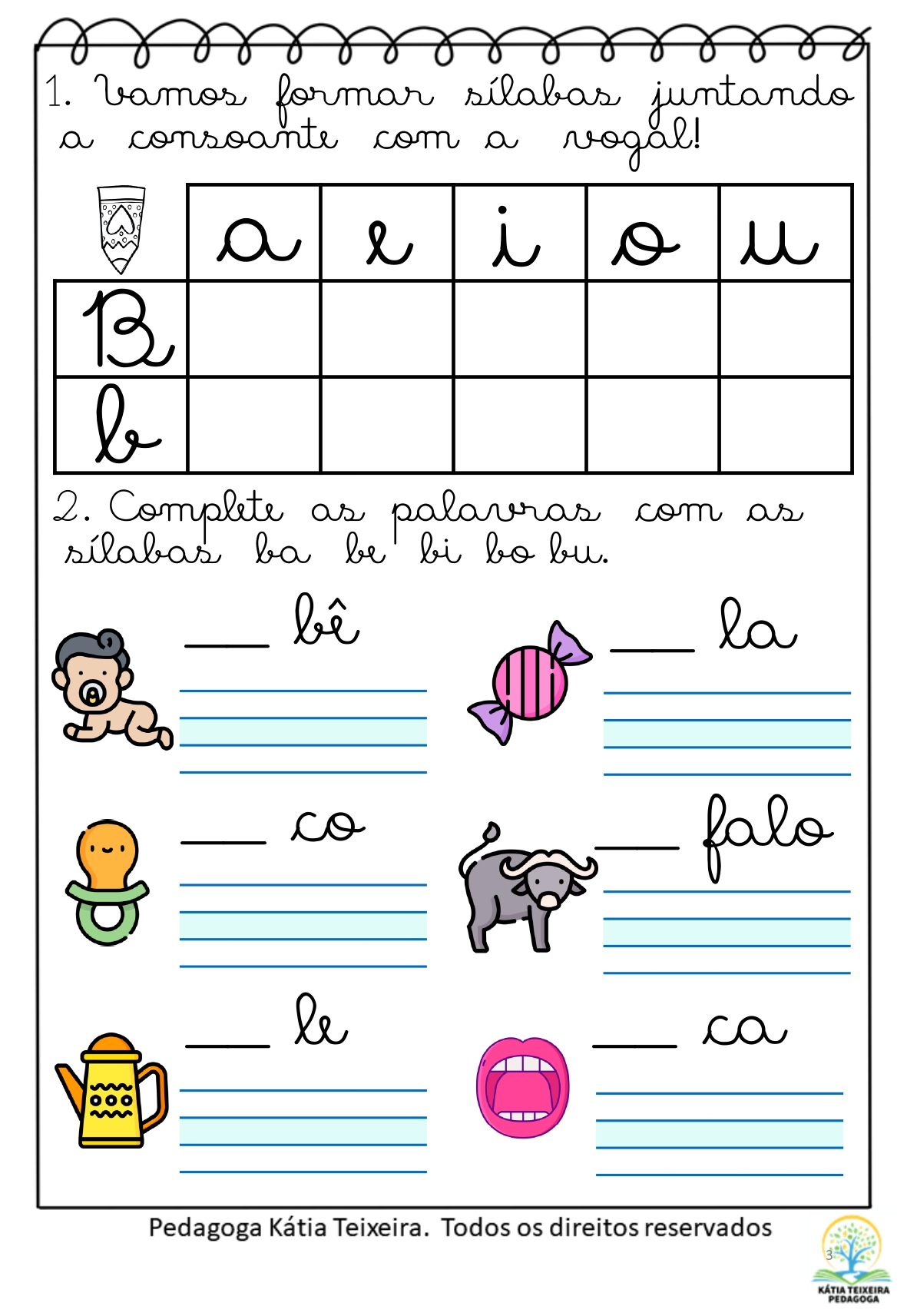 63 Atividades de Alfabetização Sílabas Simples Letra Cursiva - Imagem 2