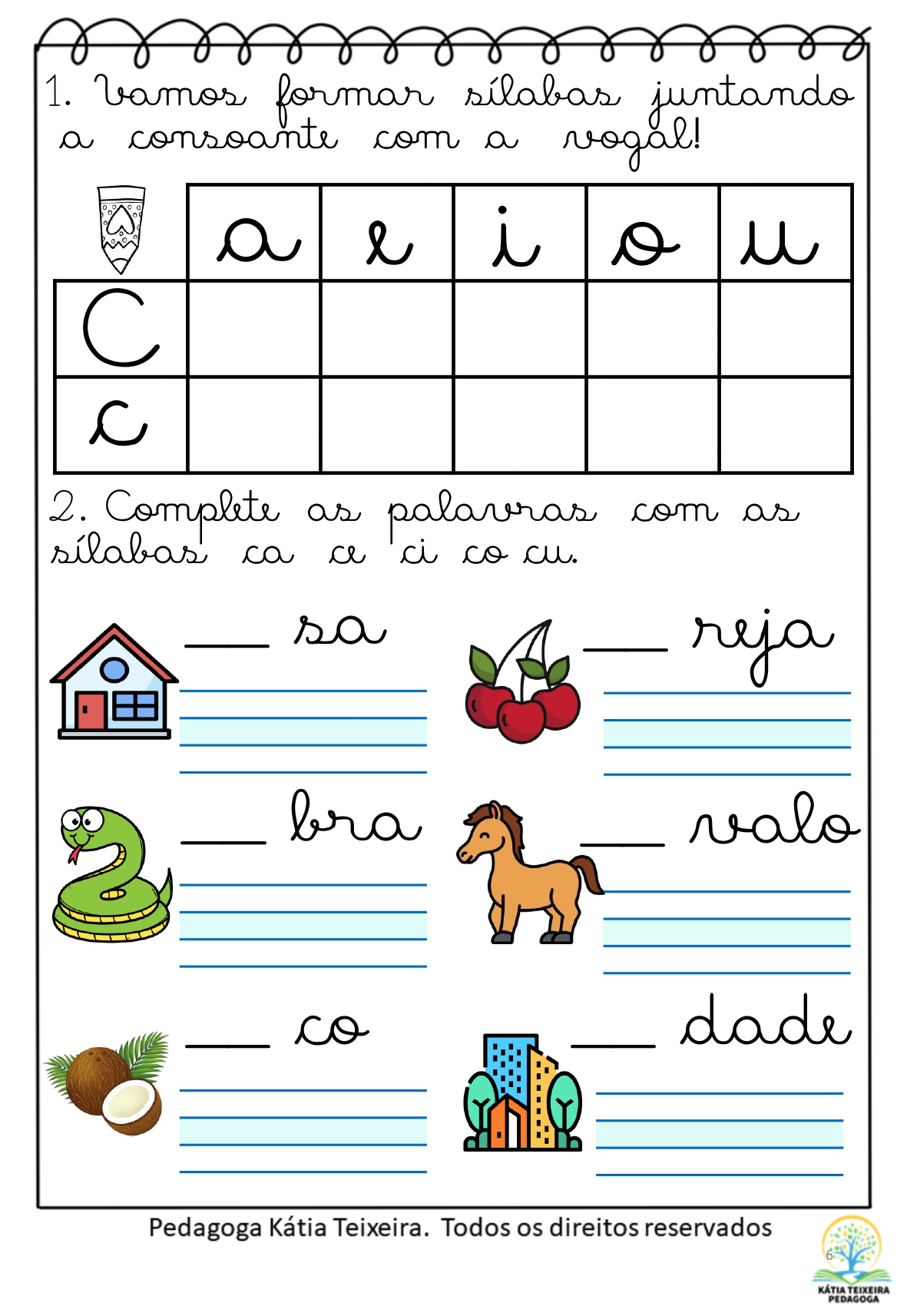 63 Atividades de Alfabetização Sílabas Simples Letra Cursiva - Imagem 5