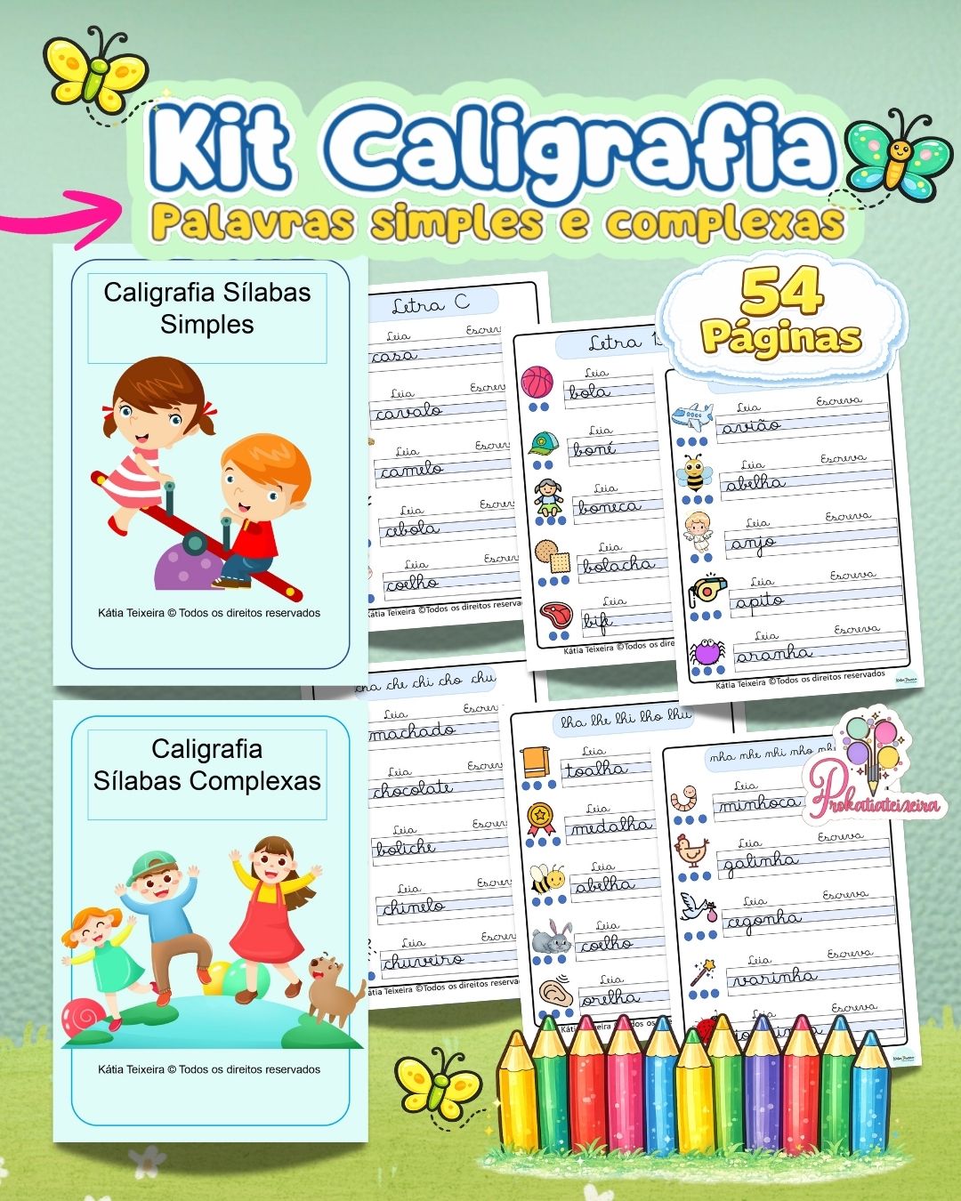 Kit Caligrafia com Palavras Simples e Complexas