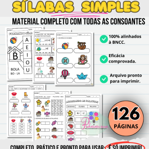 Sílabas Simples com 126 páginas - Caderno 01